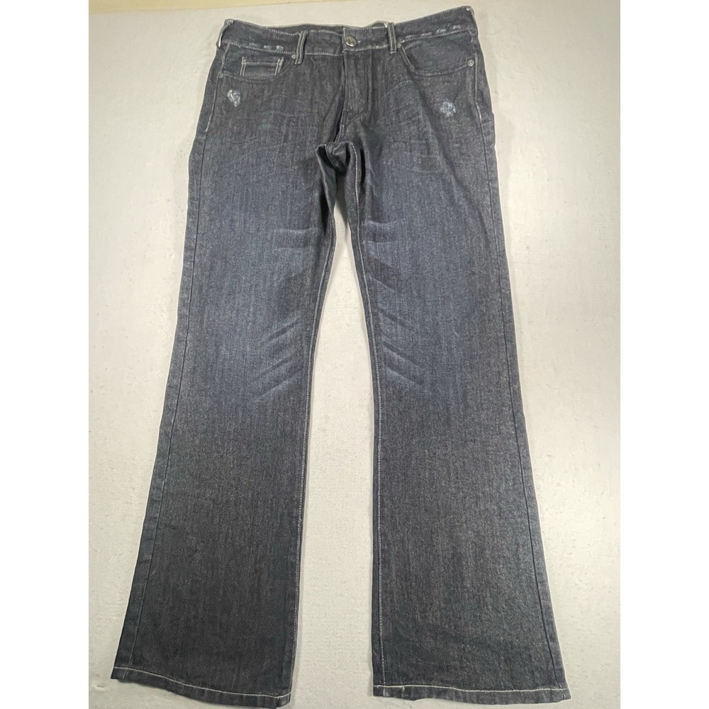 Guess Jeans Men's 34x33 Dark Wash Straight Leg Denim Distressed Details